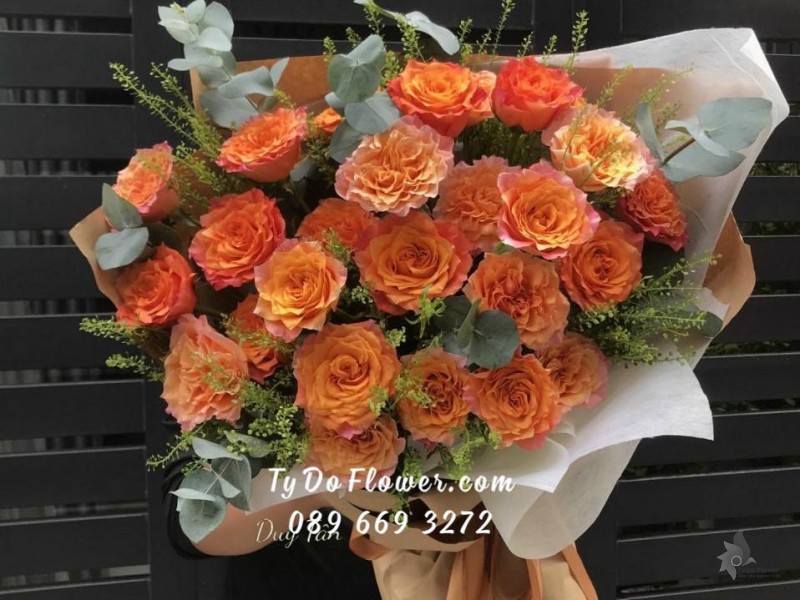 BÓ HOA CHÚC MỪNG BO7220 - Bó Hoa Hồng Cam