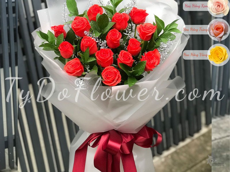 BO1022100 BÓ HOA CHÚC MỪNG Bó Hoa Hồng Đỏ