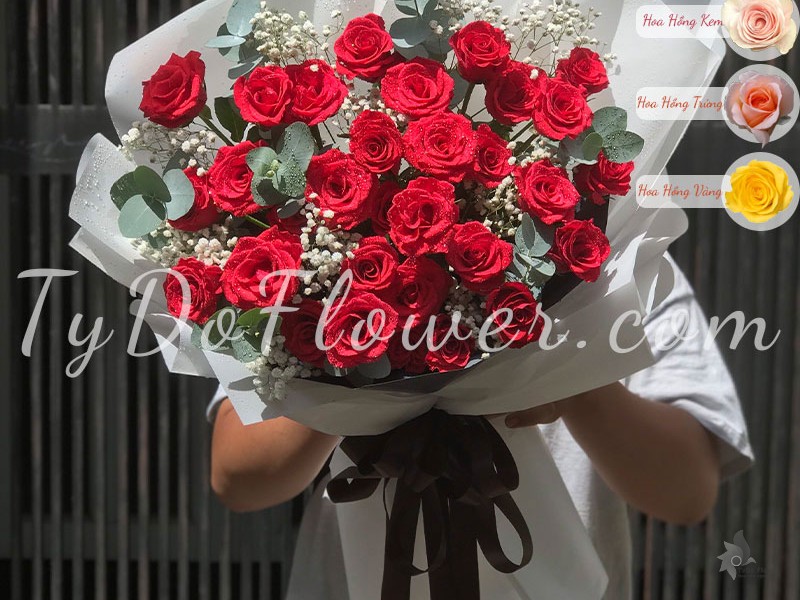 BO1022106 BÓ HOA CHÚC MỪNG Bó Hoa Hồng Đỏ