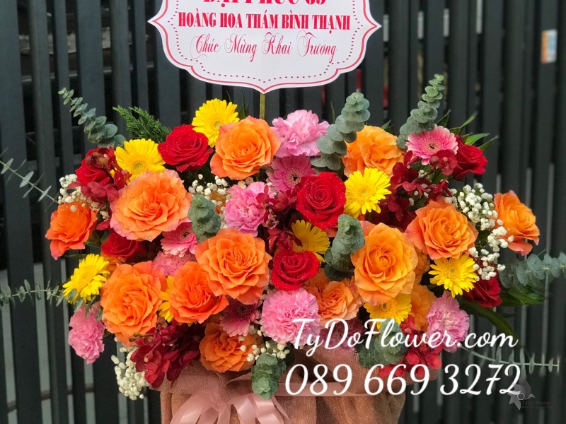 G122238 GIỎ HOA CHÚC MỪNG KHAI TRƯƠNG