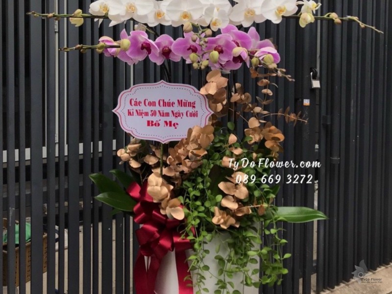 L1222154 CHẬU 9 CÀNH HỒ ĐIỆP TRẮNG TÍM