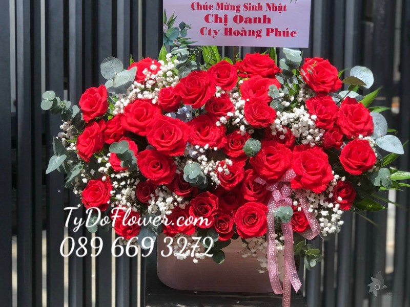 G0123181 GIỎ HOA HỒNG ĐỎ HOA CHÚC MỪNG SINH NHẬT