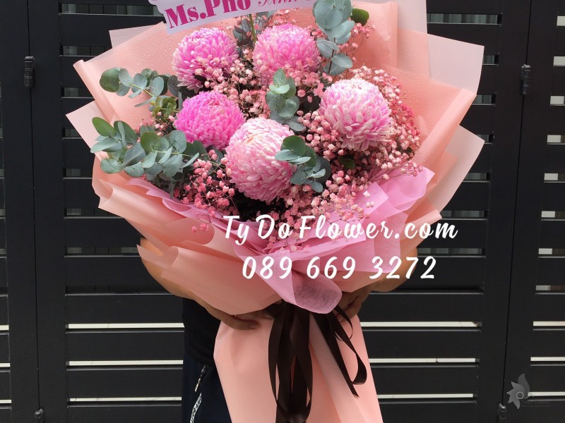 B0123213 BÓ HOA CÚC MẪU ĐƠN HOA CHÚC MỪNG