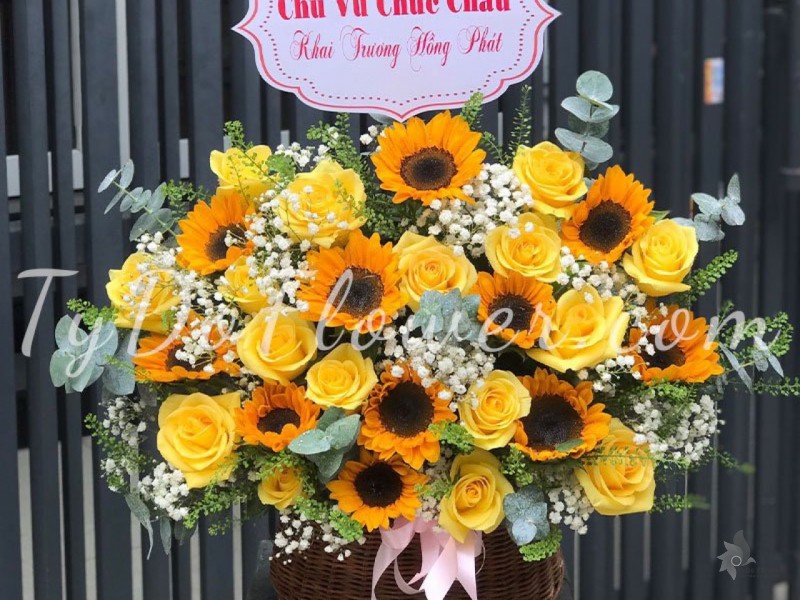 G0123255 GIỎ HOA CHÚC MỪNG KHAI TRƯƠNG