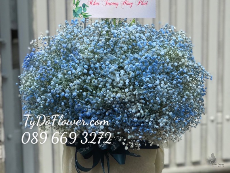 G0323359 GIỎ HOA BABY XANH HOA CHÚC MỪNG KHAI TRƯƠNG