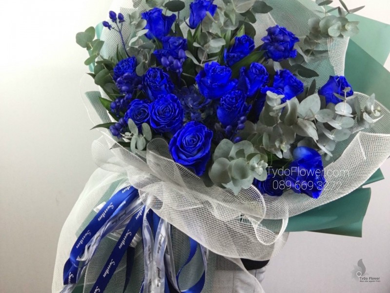 B0323425 BÓ HOA HỒNG XANH Hoa Chúc Mừng