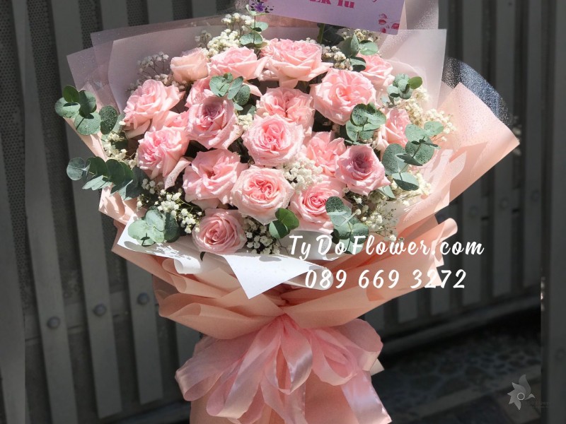 B0323494 BÓ HOA HỒNG PINK OHARA ROSES Hoa Chúc Mừng Sinh Nhật