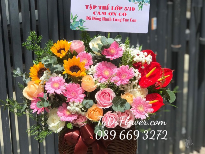 G0523649 GIỎ HOA CHÚC MỪNG CÁM ƠN THẦY CÔ