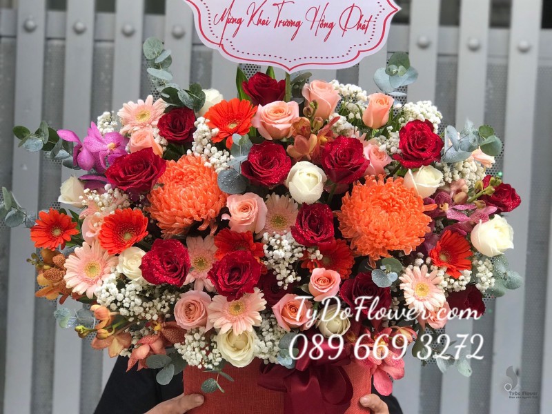 G0523690 GIỎ HOA CHÚC MỪNG KHAI TRƯƠNG