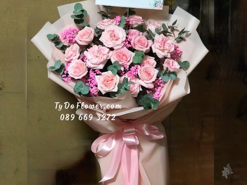 B0723822 BÓ HOA HỒNG OHARA PINK ROSES Hoa Chúc Mừng Sinh Nhật Mẹ Yêu