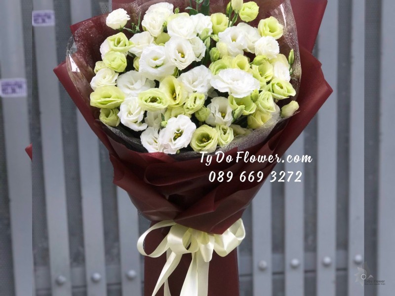 B0823914 BÓ HOA CÁT TƯỜNG TRẮNG XANH