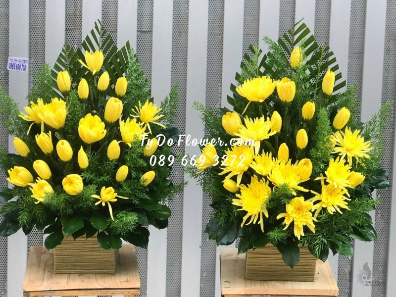 G09231045 GIỎ HOA CÚC VÀNG Hoa dâng lễ, đặt bàn thờ cúng