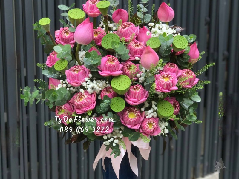 BI11231109 BÌNH HOA SEN HỒNG Hoa Chúc Mừng