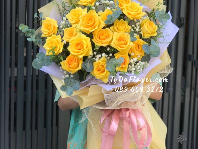 B12231214 BÓ HOA HỒNG VÀNG Hoa Chúc Mừng Sinh Nhật