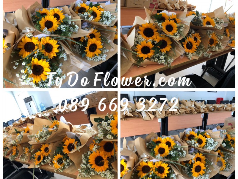 B02241331 ĐẶT TỪ 20 BÓ HOA SỰ KIỆN thiết kế HOAHƯỚNG DƯƠNG tặng đại biểu, trao thưởng