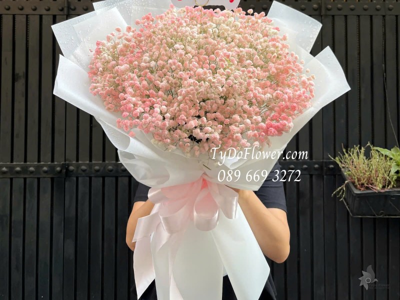 B0325203 BÓ HOA HAPPY WOMEN DAY Thiết kế Hoa Baby Hồng