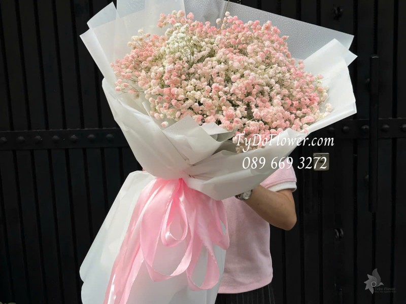 B0325209 BÓ HOA TẶNG VỢ 8-3 Thiết kế Hoa Baby Hồng
