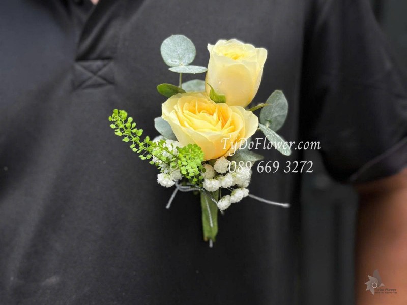 B0625450 Đặt từ 20 cái Hoa Cài Áo thiết kế Hoa Hồng Vàng Victor