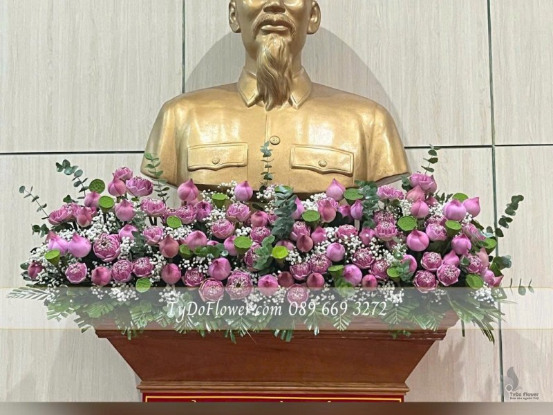 L0825642 HOA BỤC BÁC HỒ Thiết kế Hoa Sen Hồng