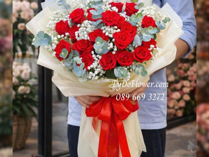 B0126061 Bó Hoa Hồng Đỏ Ecuador tặng Vợ Yêu