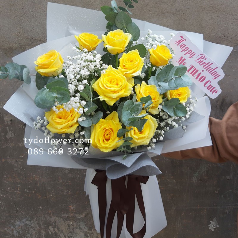 BÓ HOA CHÚC MỪNG BO2011 - Bó Hoa Hồng Vàng