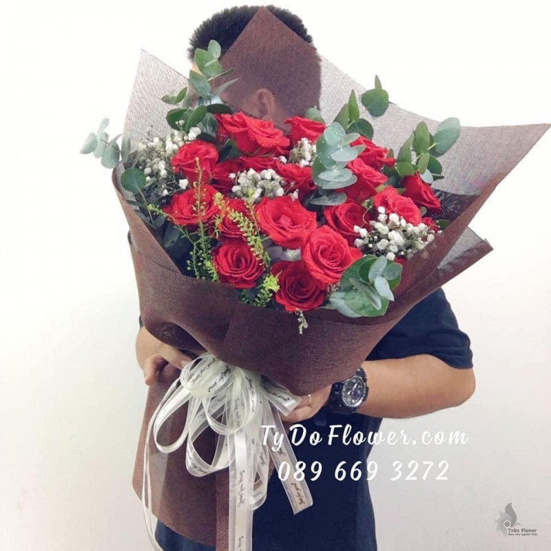 BÓ HOA CHÚC MỪNG BO72214 Bó Hoa Hồng Đỏ