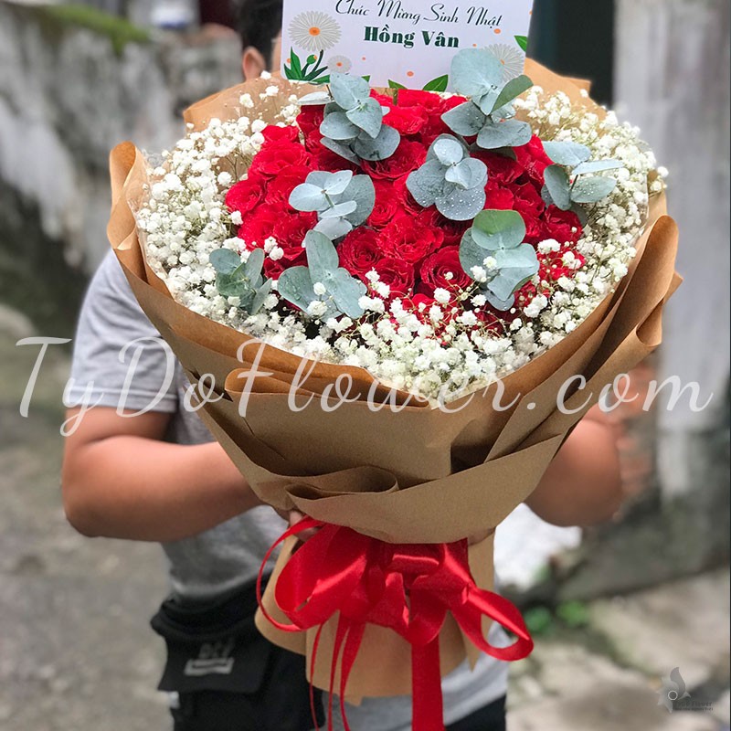 BÓ HOA CHÚC MỪNG BO10228 Bó Hoa Hồng Đỏ Ohara
