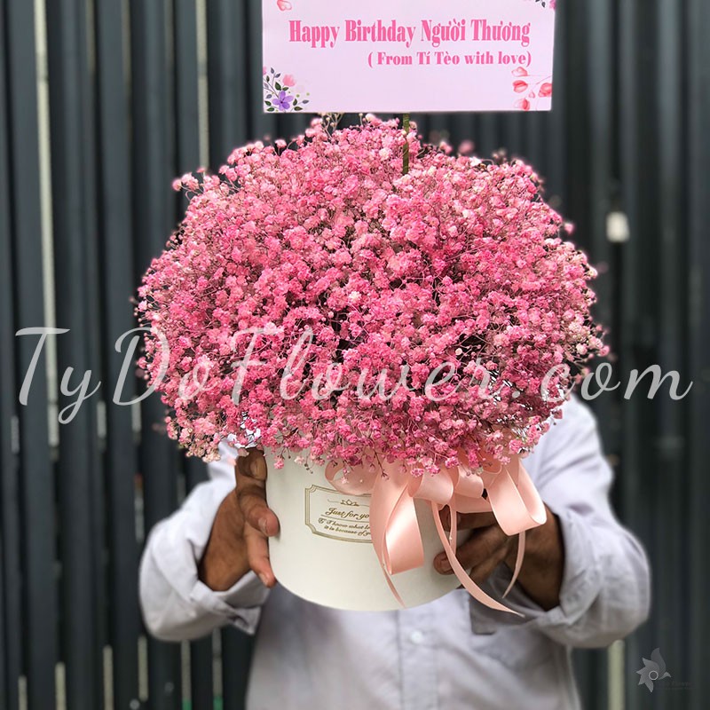 GIỎ HOA CHÚC MỪNG G102212 Giỏ Hoa Baby Hồng