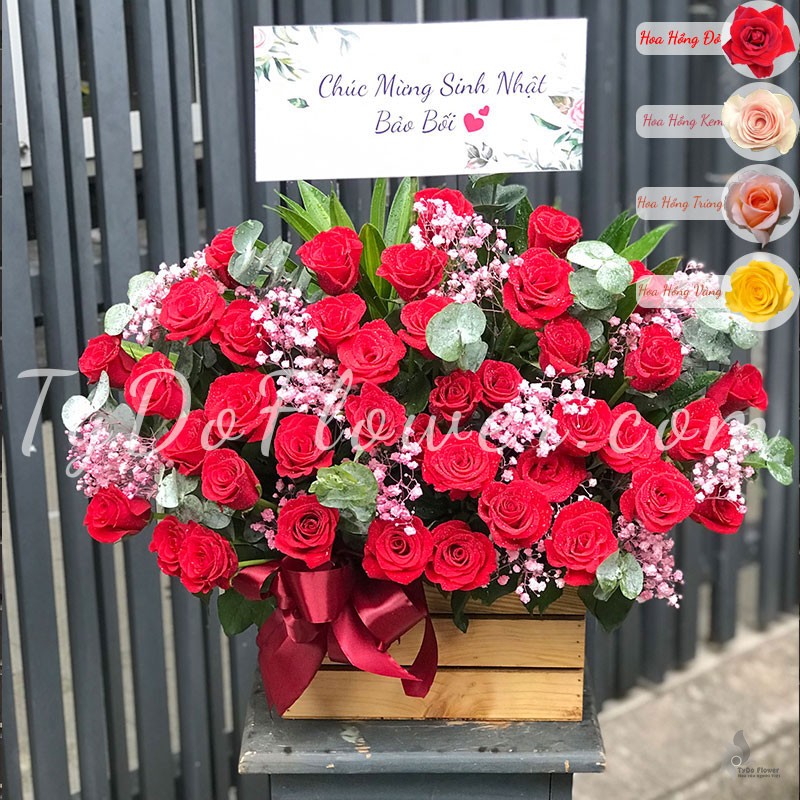 G1022104 GIỎ HOA CHÚC MỪNG SINH NHẬT Giỏ Hoa Hồng Đỏ