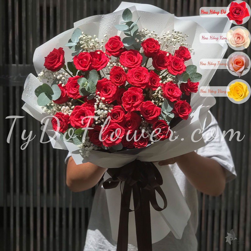 BO1022106 BÓ HOA CHÚC MỪNG Bó Hoa Hồng Đỏ