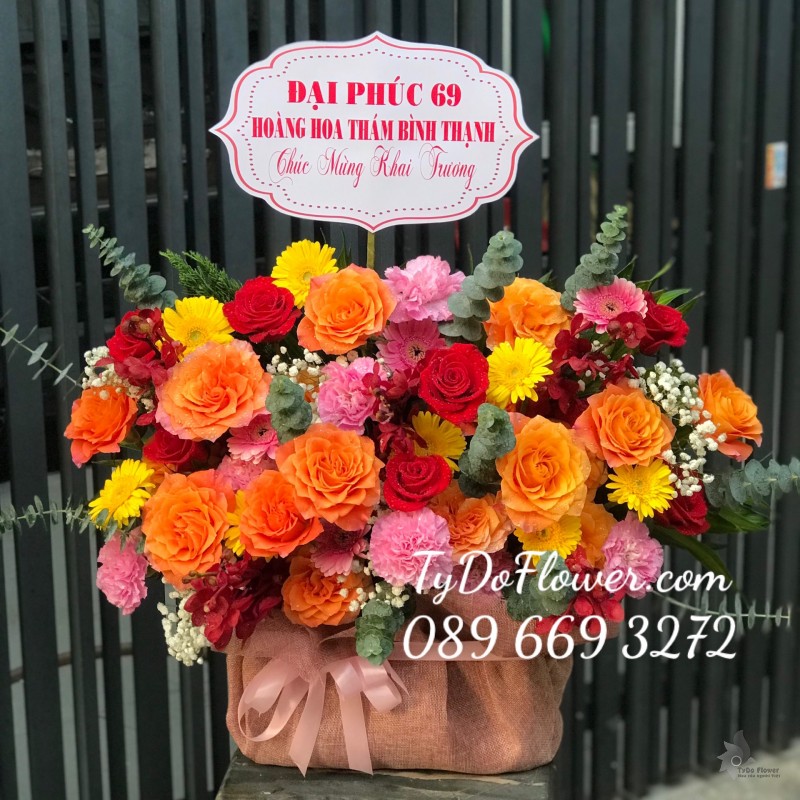 G122238 GIỎ HOA CHÚC MỪNG KHAI TRƯƠNG