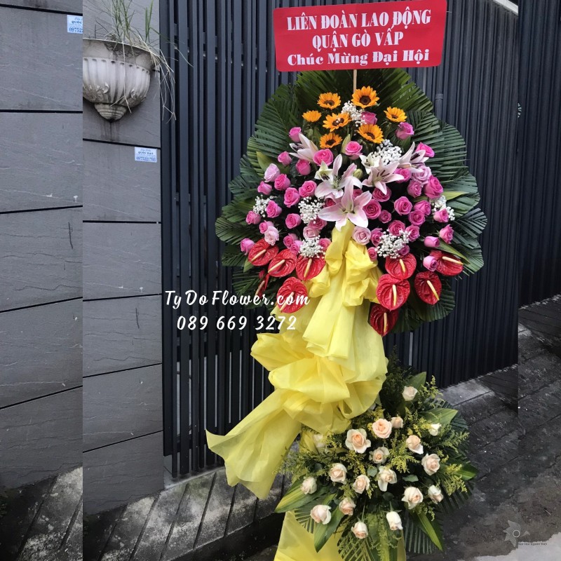 KCM122246 KỆ HOA CHÚC MỪNG ĐẠI HỘI