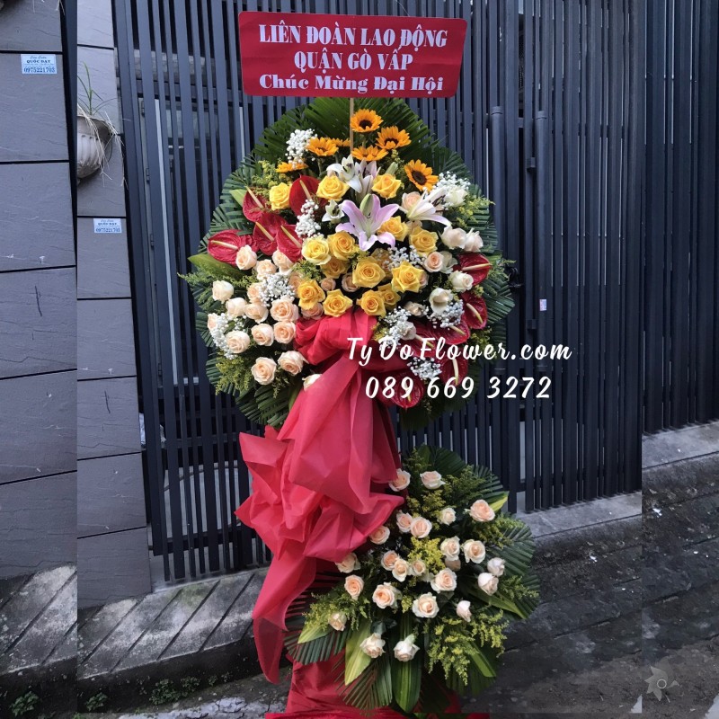 KCM122247 KỆ HOA CHÚC MỪNG ĐẠI HỘI