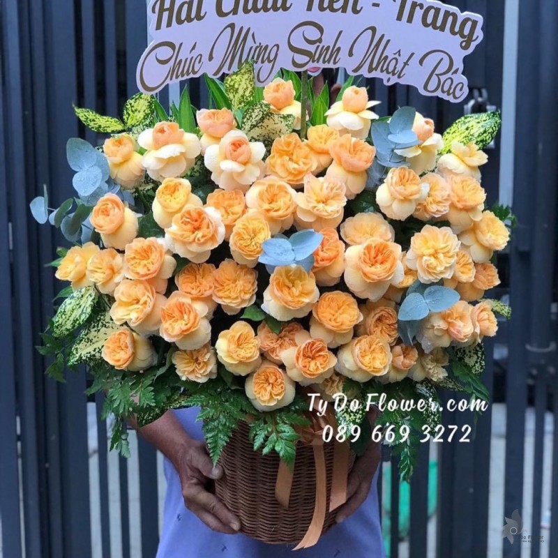 G122256 GIỎ HOA CHÚC MỪNG SINH NHẬT Giỏ Hoa Hồng Juliet