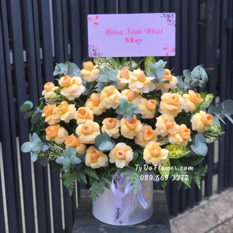 G122258 GIỎ HOA CHÚC MỪNG SINH NHẬT Giỏ Hoa Hồng Juliet