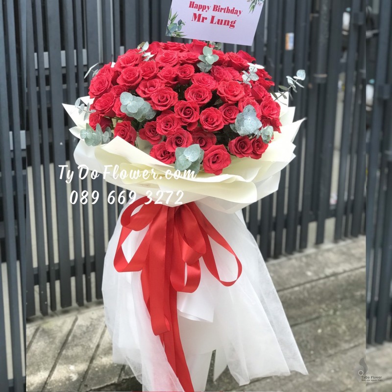 B0123201 BÓ HOA HỒNG ĐỎ HOA CHÚC MỪNG SINH NHẬT