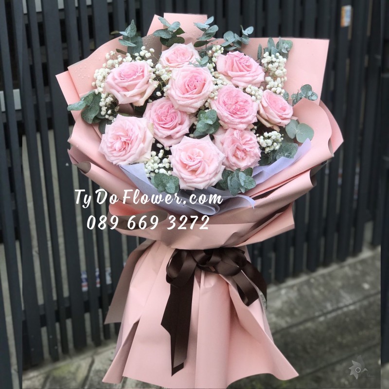 B0123209 BÓ HOA HỒNG PINK OHARA HOA CHÚC MỪNG