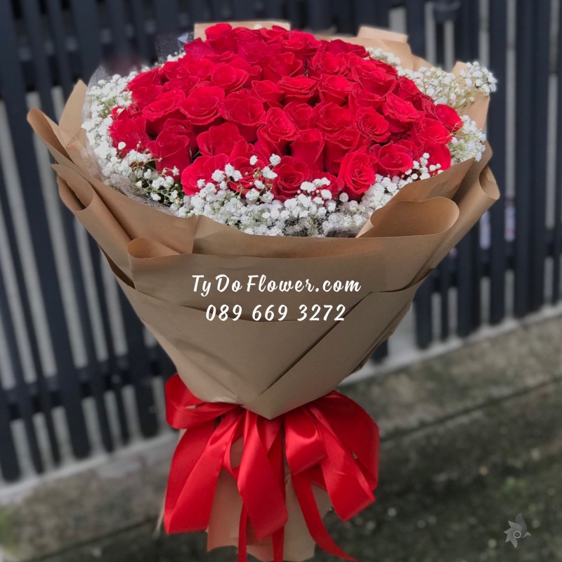 B0123217 BÓ HOA HỒNG ĐỎ HOA CHÚC MỪNG