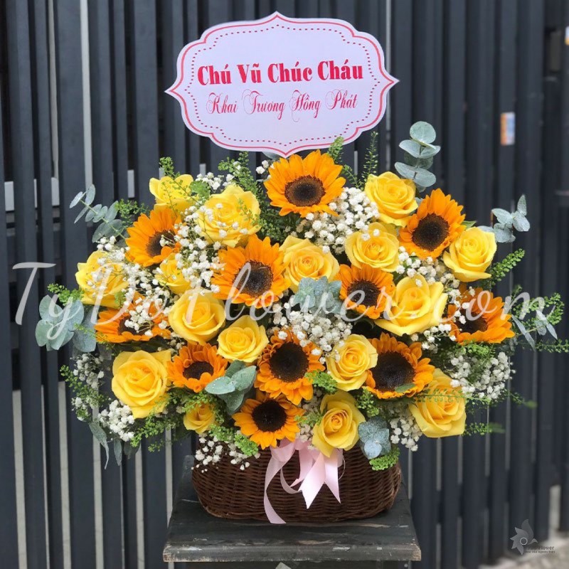 G0123255 GIỎ HOA CHÚC MỪNG KHAI TRƯƠNG