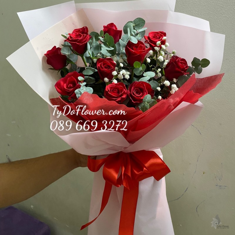 B0323348 BÓ HOA HỒNG ĐỎ HOA CHÚC MỪNG
