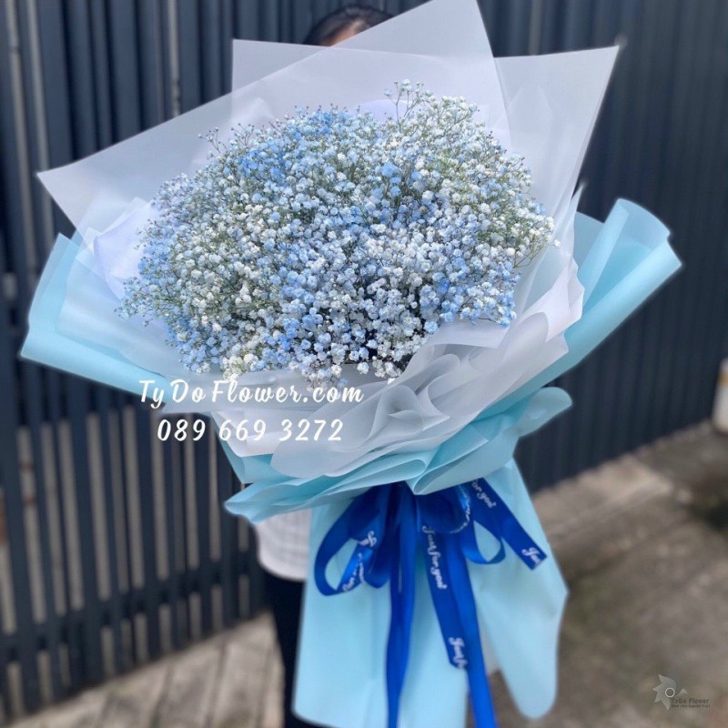 B0323361 BÓ HOA BABY XANH HOA CHÚC MỪNG