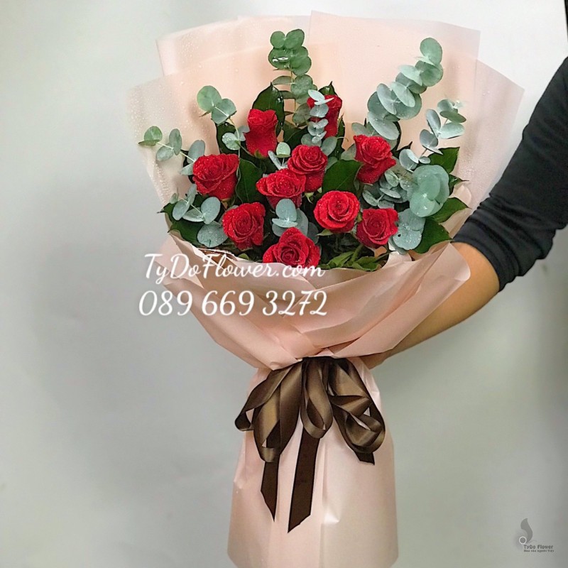 B0323363 BÓ HOA HỒNG ĐỎ HOA CHÚC MỪNG