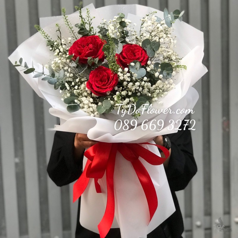 B0323390 BÓ HOA HỒNG ĐỎ RED OHARA ROSES HOA CHÚC MỪNG