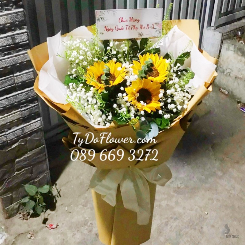 B0323400 BÓ HOA HƯỚNG DƯƠNG HOA CHÚC MỪNG