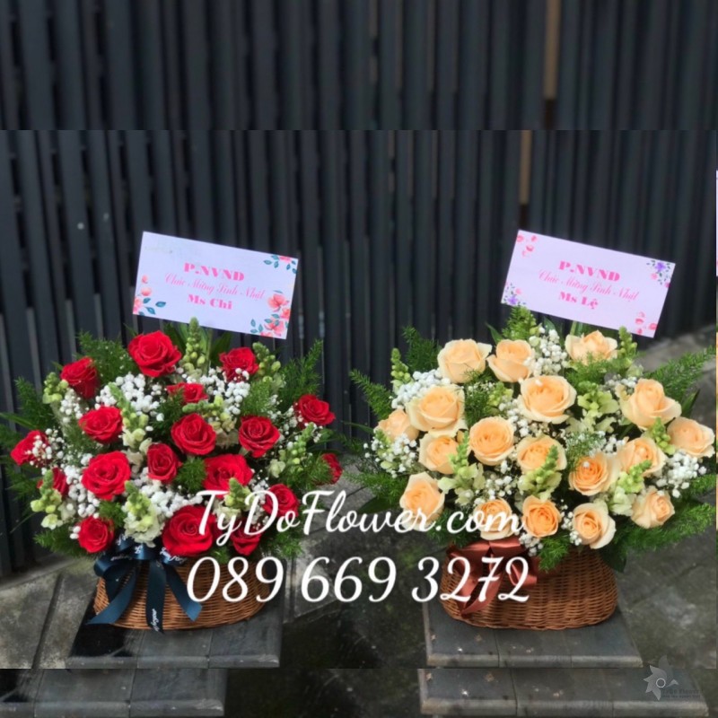 GIỎ HOA HỒNG HOA CHÚC MỪNG