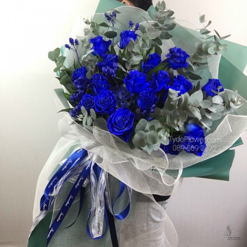 B0323425 BÓ HOA HỒNG XANH Hoa Chúc Mừng