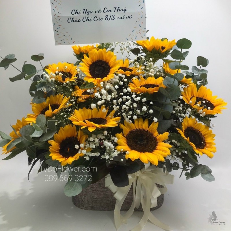 GIỎ HOA HƯỚNG DƯƠNG Hoa Chúc Mừng