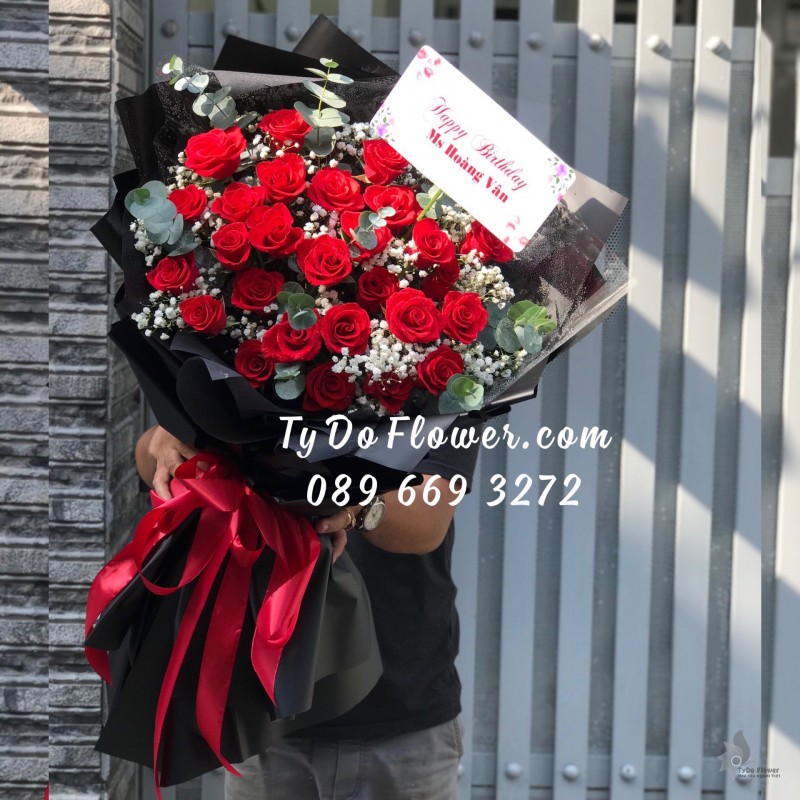 B0323487 BÓ HOA HỒNG ĐỎ PHÁP Hoa Chúc Mừng Sinh Nhật