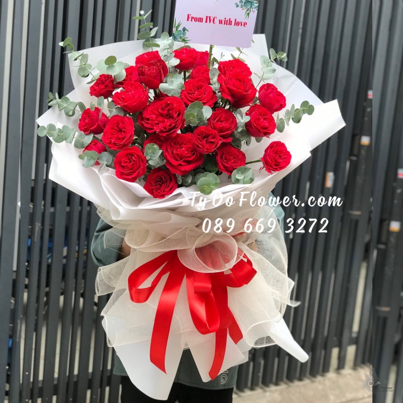 B0423559 BÓ HOA HỒNG ĐỎ OHARA RED ROSES Hoa Chúc Mừng