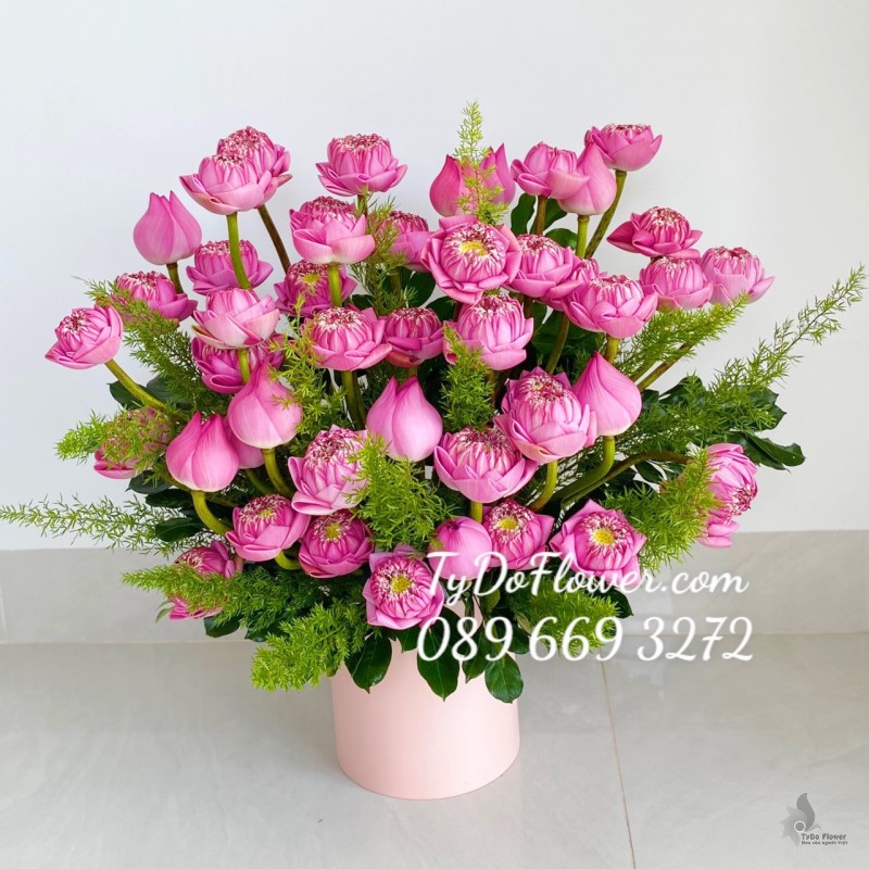 G0423593 GIỎ HOA SEN HỒNG